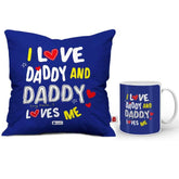 I Love Daddy Prinetd Cushion & Mug Gift for Dad
